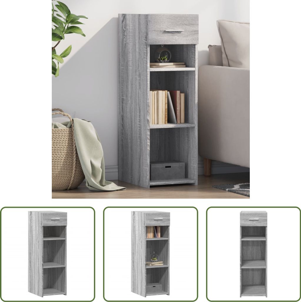 The Living Store Sideboard Grau Sonoma 30x42,5x93 cm Holzwerkstoff