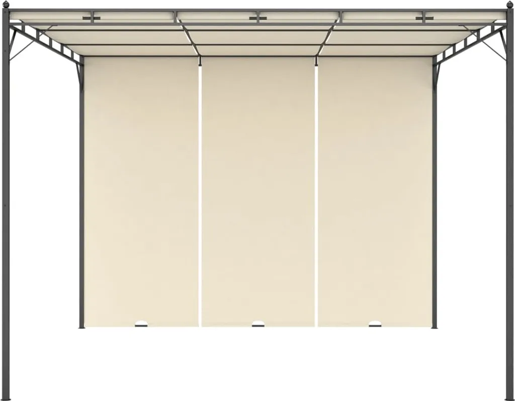 Pavillon de Jardin 3x3m Crème avec Rideau Latéral Protecteur et Durable