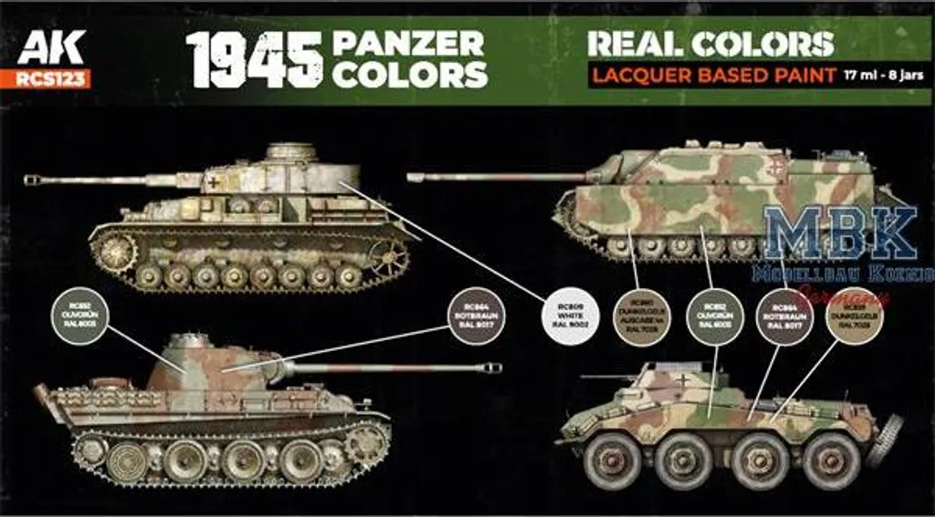 Peinture Panzer 1945 AK-RCS123 pour éviter les erreurs de couleur