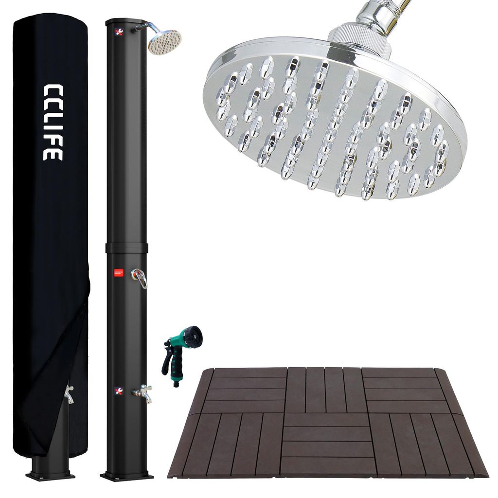 CCLIFE Solardusche mit Kunststoffbodenplatte und Handbrause Produktbild 