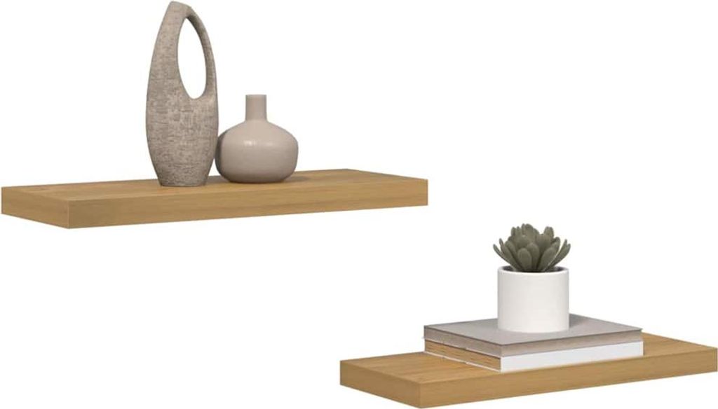 "Winter Sale" Wandregal Wandmontiert 2 pcs - Montage erforderlich - Braun 50 x 23 x 4cm Holzwerkstoff - Wandregale clorisNeu795075 - Wandregale