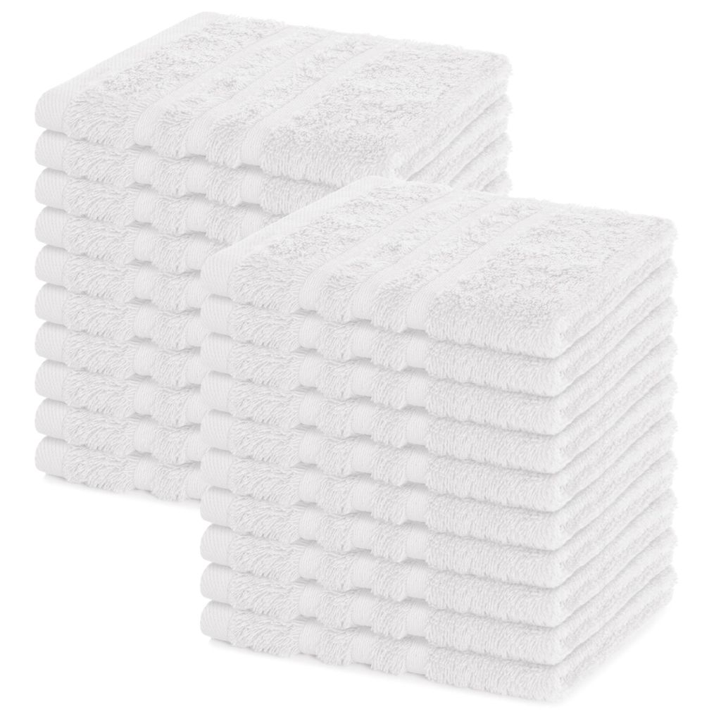 Lavea 20er Seiftuch Set 30x30 cm, 100% Baumwolle Frottier, Gästehandtücher & Waschlappen, waschbar 60°C, Serie Elena, Bad & Gäste-WC, Weiß