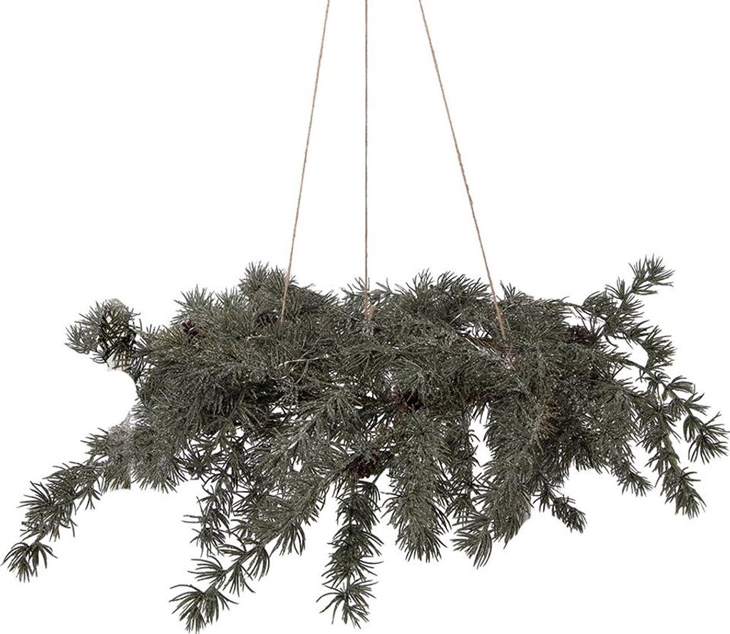 Clayre & Eef Weihnachtskranz Ø 60 / 3xAA Grün Kunststoff