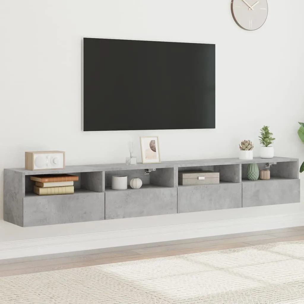 Set 2 Mobili TV Parete Grigio Cemento 100x30cm - Offerta Cloris