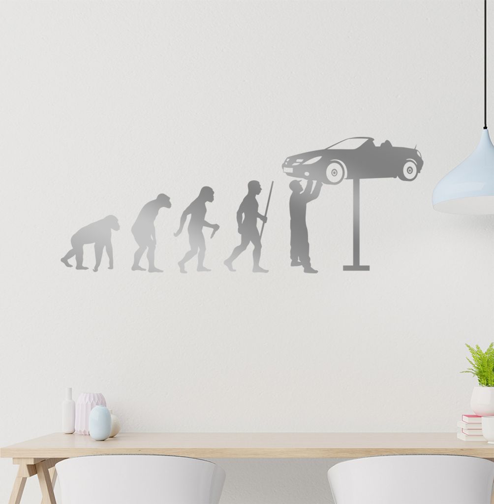Automechaniker Evolution Wandtattoo Wandaufkleber Wall Sticker - Dekoration, Küche, Wohnzimmer, Schlafzimmer, Badezimmer