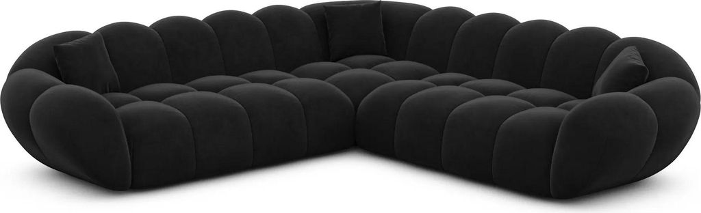 Samtstoff Ecksofa Liva Schwarz