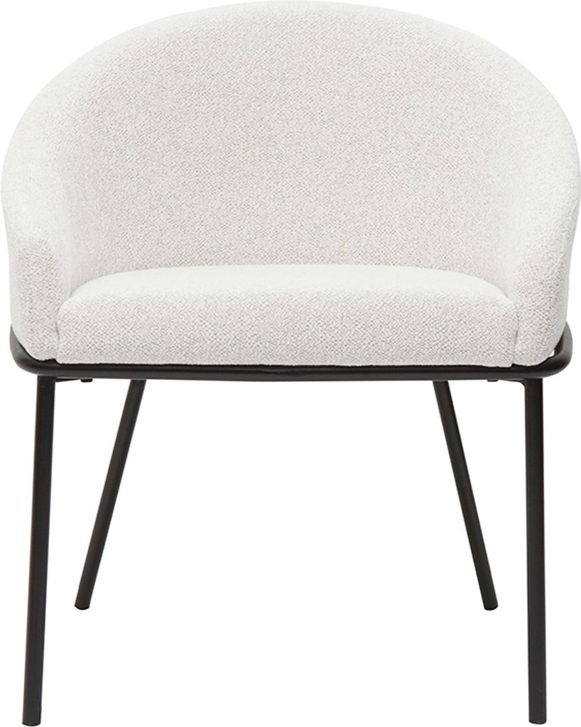 Miliboo - Design-Stuhl aus weißem Chenille-Veloursstoff und schwarzem Metall JENNA
