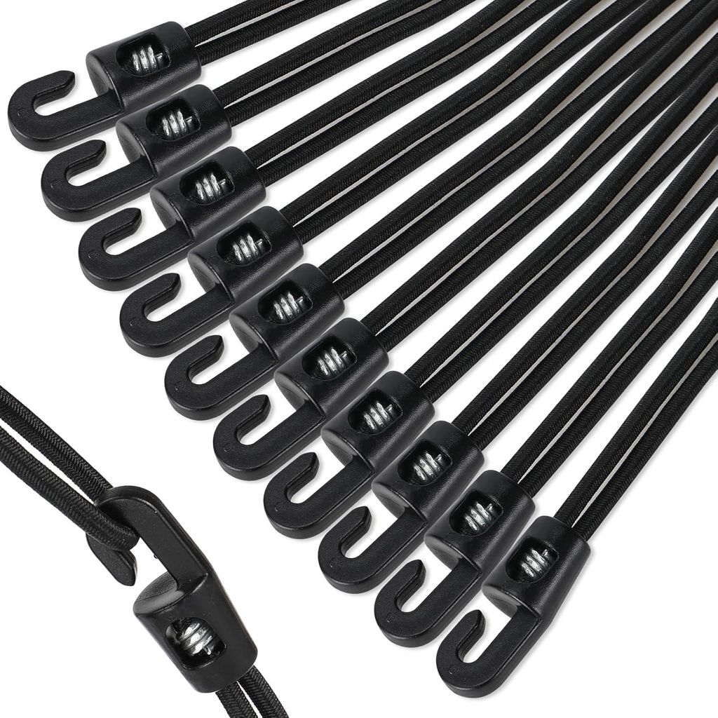 25 elastische Gummiseile, 25 cm lang, mit Haken, für Planen, Zelte, Banner und Poster