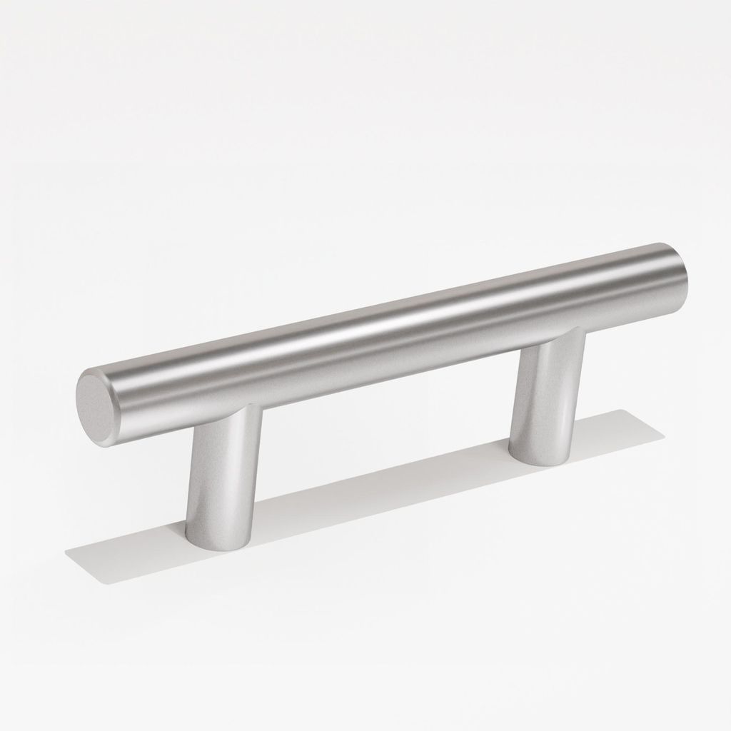 10x Design Möbelgriffe Edelstahl-Optik – Bohrlochabstand 65mm – Breite 100mm – Aluminium Stangengriffe abgeschrägt
