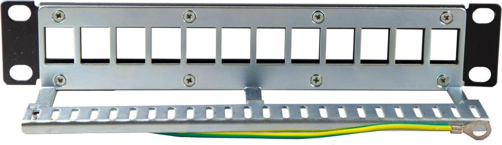 ProfiPatch Patchpanel 10 Zoll Verteilerfeld 12 Port Patchfeld für Keystone Module Rackeinbau 1HE schwarz