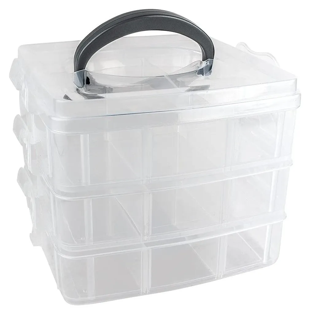 Rangement perles et loisirs créatifs 3 niveaux - 18 compartiments