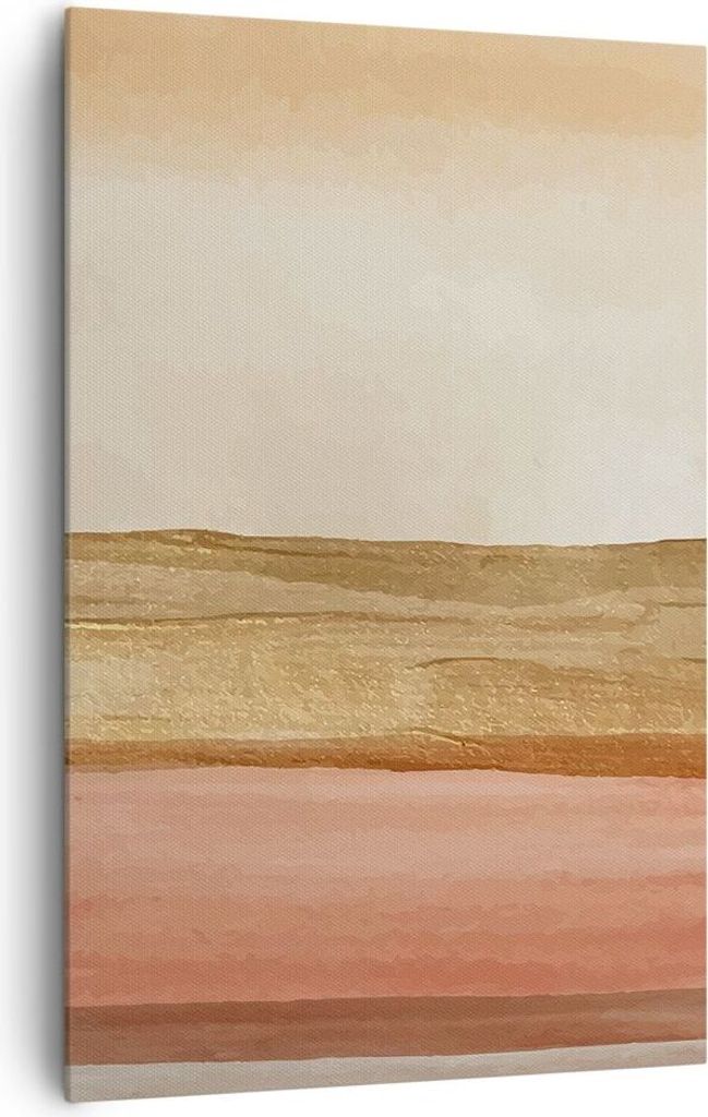 Bild auf Leinwand - Leinwandbild - Einteilig - Gold Abstraktion Linien - 80x120cm - Wand Bild - Wanddeko - Wandbilder - Leinwanddruck - Wanddekorat...