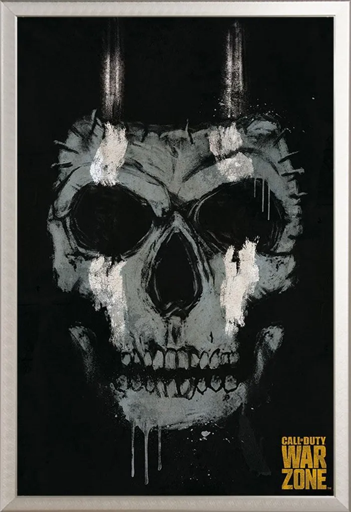 Poster Call Of Duty Maschera Ghost + Cornice Shinsuke Maxi Alluminio