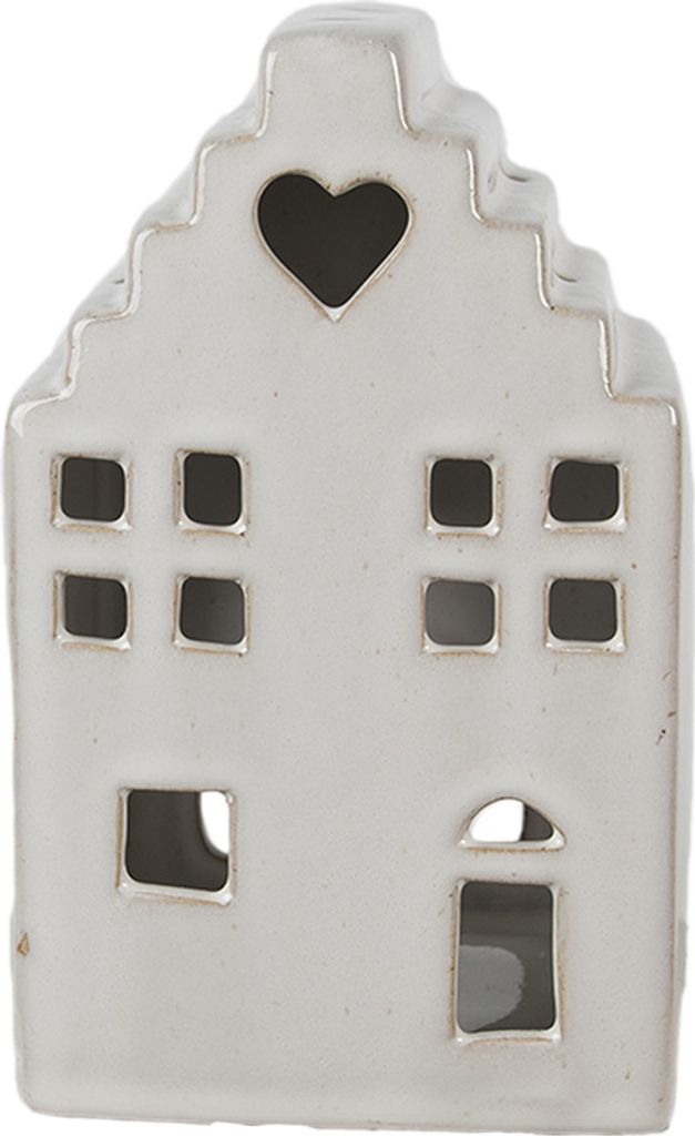 Clayre & Eef Portacandele House 17 cm Porcellana beige Immagine del prodotto 