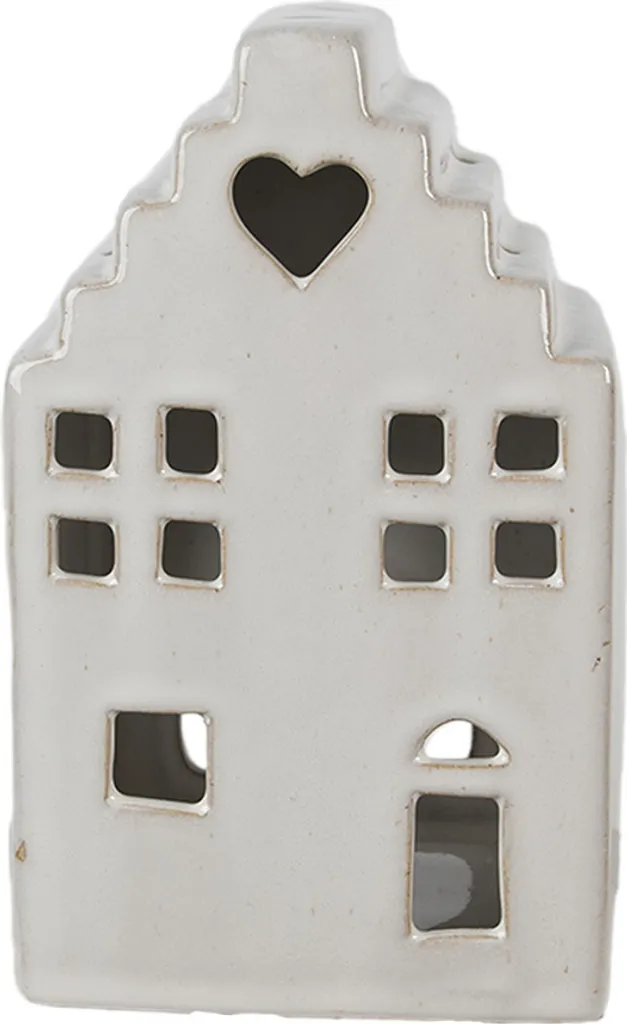 Maison Photophore Décorative 17 cm en Porcelaine Beige Haute Qualité