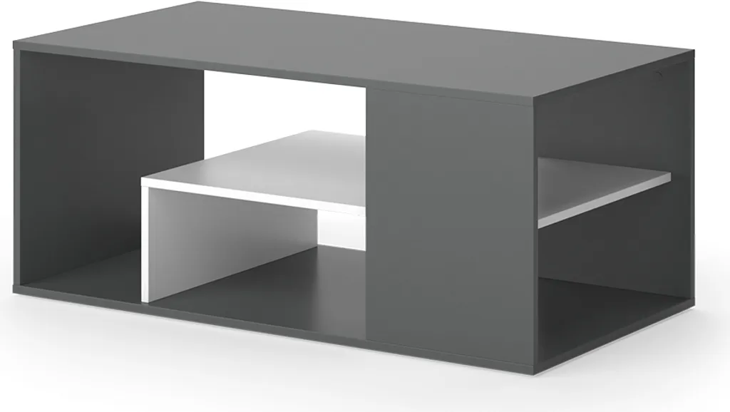 Table basse de salon bicolore Vicco Edgar 110 cm en gris et blanc mat
