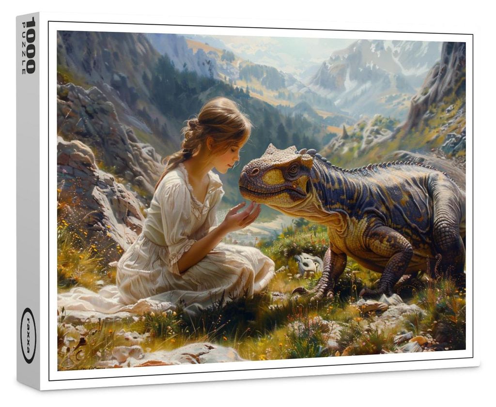 raxxa Premium-Puzzle "Mädchen und liebevoller Dinosaurier", 1000 Teile
