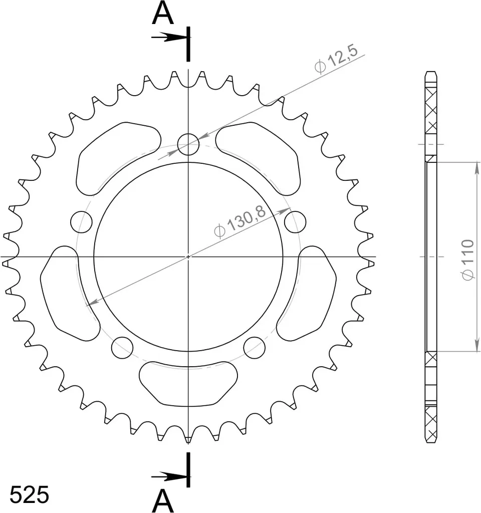Couronne Alu Supersprox 525 41 dents Légère et Résistante Noir 41-BLK