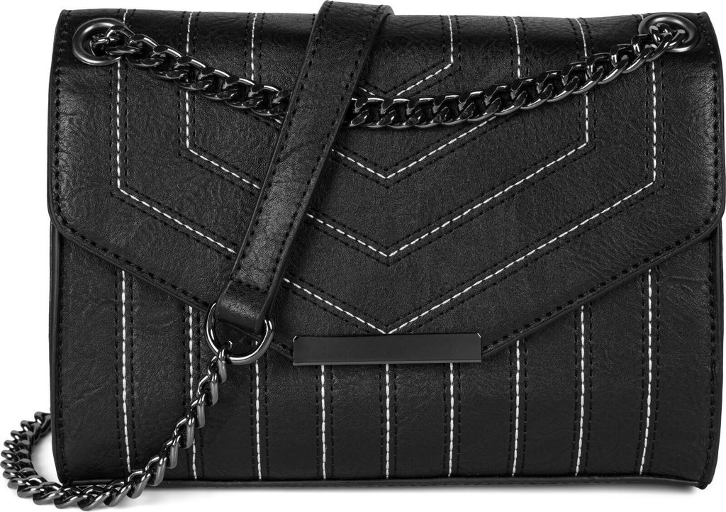styleBREAKER Damen Umhängetasche mit Ziernähten und Kette, Schultertasche, Handtasche, Tasche 02012308