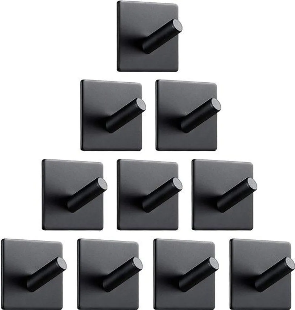 Porte-serviettes autocollants noirs lot de 10 avec fixation forte