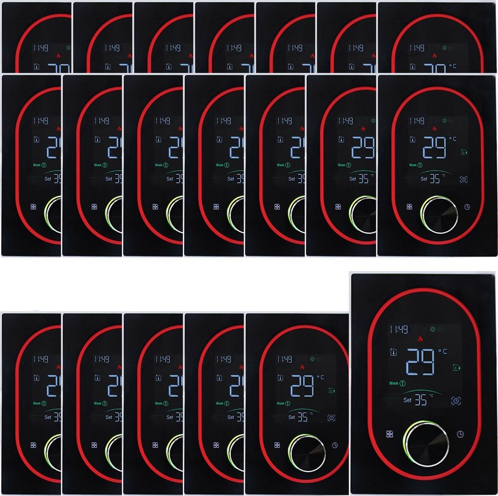 20x Digital Thermostat Smart Raumthermostat fuer Warmwasserbereitung Fussbodenheizung mit VA-Touchscreen, einstellbarem Knopf, 5+1+1 Wochenprogramm...
