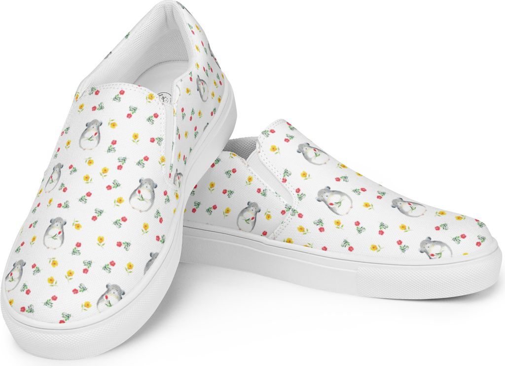 Mr. & Mrs. Panda Mokassins Damen Chinchilla Blume Größe 44 - Weiß - Geschenk, Kummer, Büro, Slipper, Loafer, Chaos, Damenschuhe, Chinchillas, L...