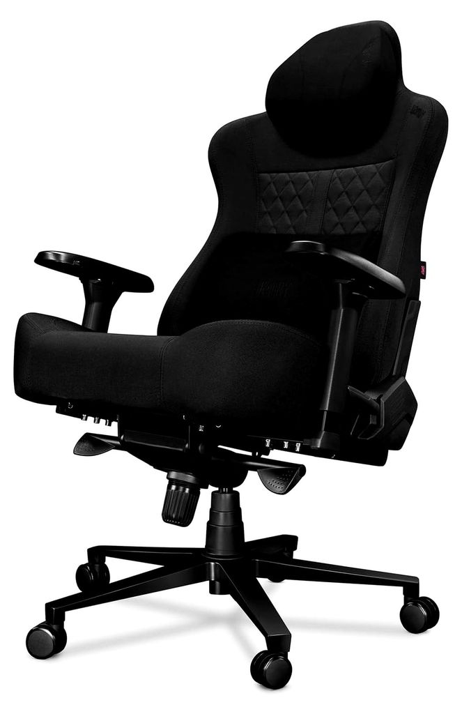 Bürostuhl Gaming Stuhl Schwarz - Gamingstuhl mit Magnet-Nacken- und Lendenkissen - Stoff mit 4D-Armlehnen - Gaming Sessel mit leisen Gummirädern ...