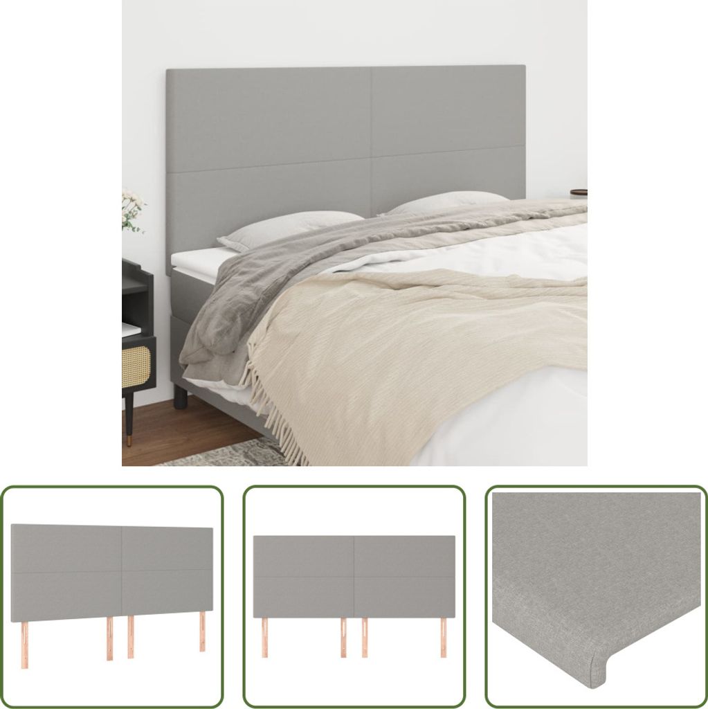 The Living Store Kopfteile 4 Stk. Hellgrau 80x5x78/88 cm Produktbild 