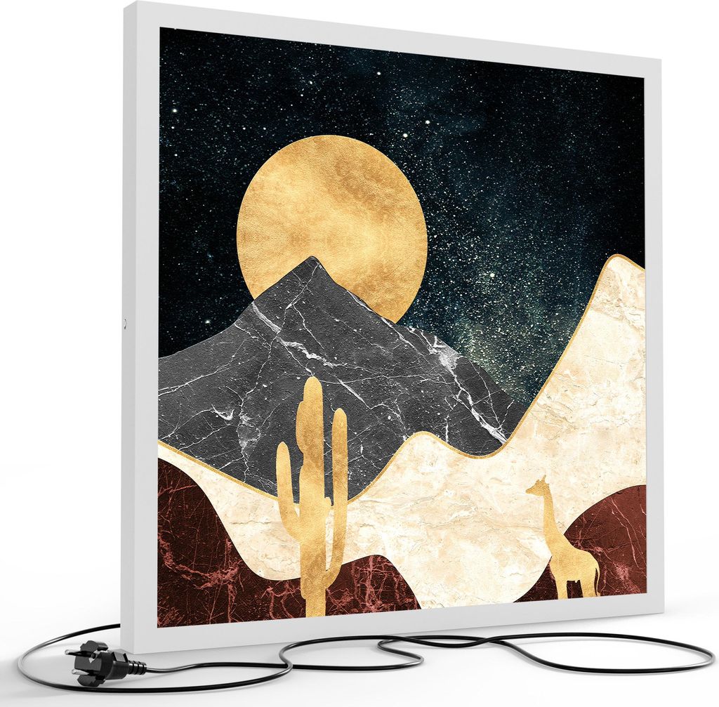 DEQORI LED-Bild & Lampe 60x60 cm Weiß 'Kosmische Steppe' Leuchtbild LED Wandbild Leuchte