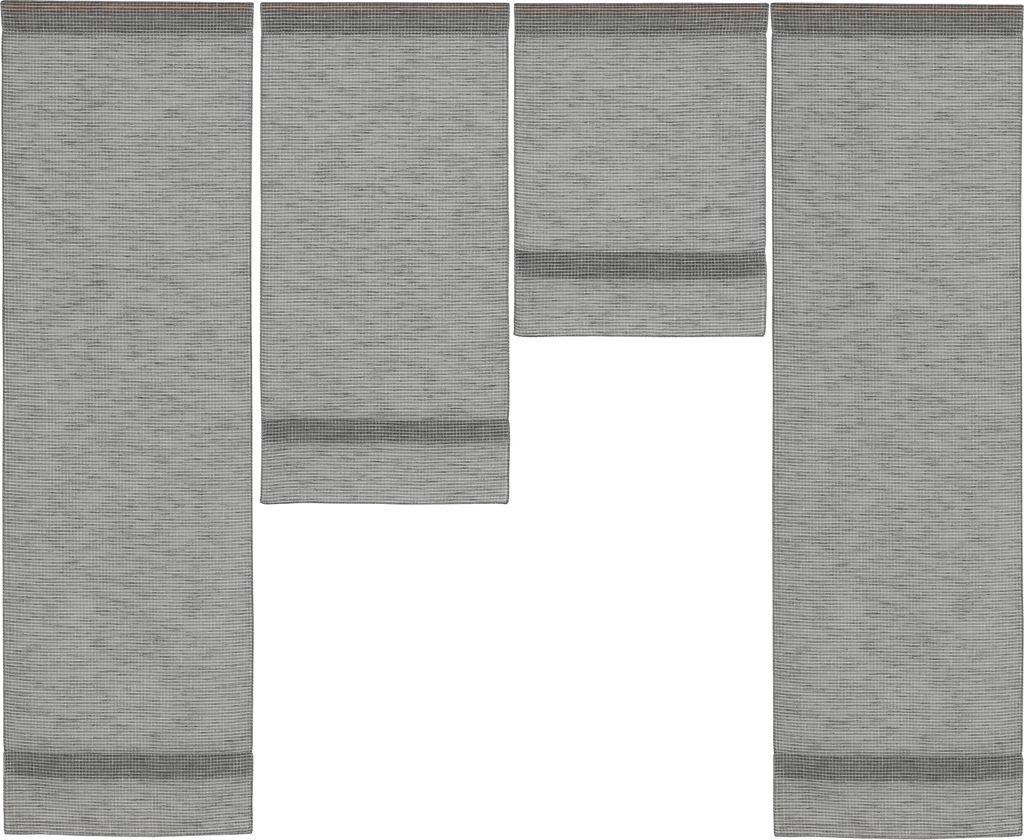 Design Mini Flächenvorhang Set 4 Teile grau kariert 4050-04