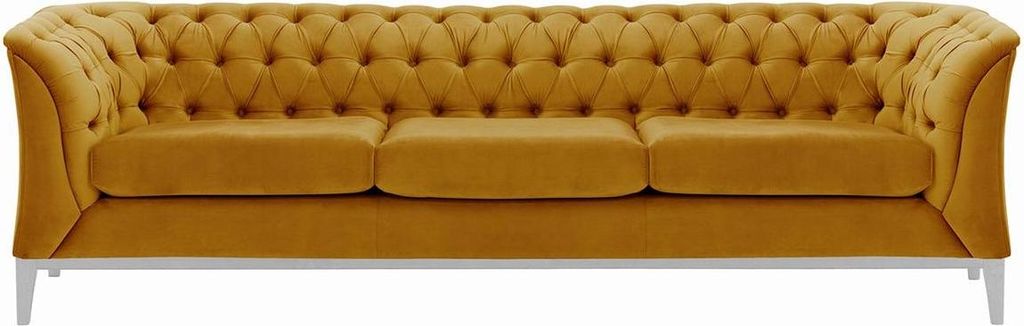 Dreisitzer-Sofa Chesterfield Modern Wood-Velluto 8-weiß