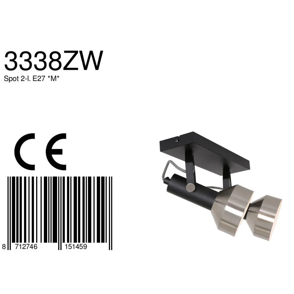 Luminaire spot orientable Mexlite 3338ZW noir métal acier robuste E27 - 15