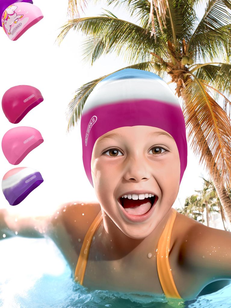 KIDVERSE Badekappe Kinder wasserdicht - Schwimmhaube Kinder Produktbild 