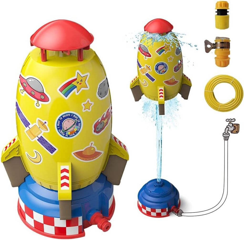 Rocket Wassersprinkler Kinder Outdoor,Wassersprinkler, Water Rocket Sprinkler,Wasserspielzeug Garten,Rasensprenger Kinder,Outdoor Wasserspielzeug