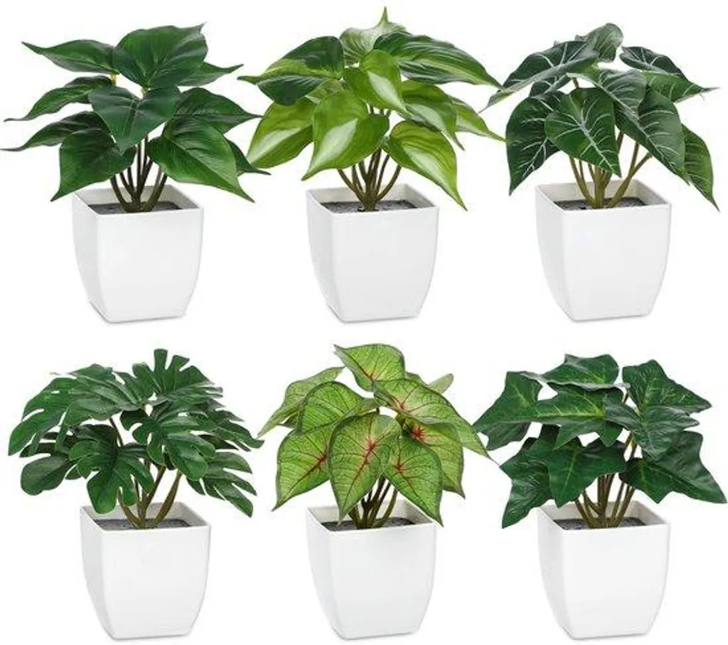 Fleurs artificielles aspect naturel 15 cm avec bol blanc décoratif