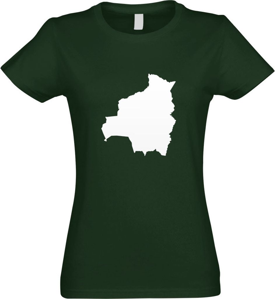 Kiwistar - T-Shirt tailliert - Damen - flaschengrün - Bolivien Umriss Kontur - mit Motiv Bedruckt - Funshirt Design - Sport - Freizeit - Damen - M