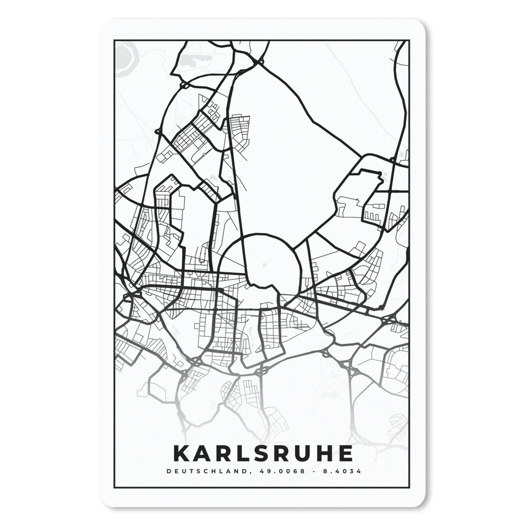 MuchoWow Mauspad Mousepad Karlsruhe - Karte - Stadtplan 40x60 cm - Mousepads - Maus Mat - Pad - Mausunterlage - Schreibtisch Accesoire