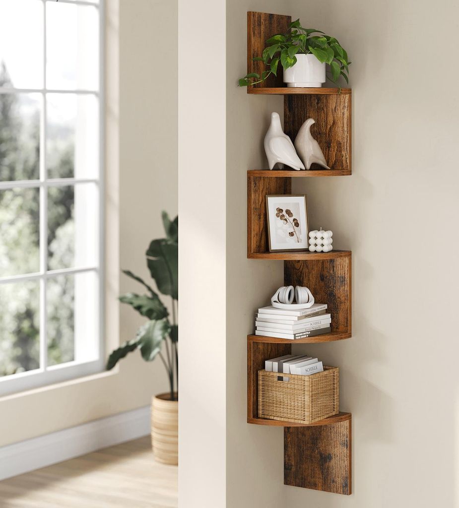 VASAGLE Eckregal, Wandregal, Bücherregal, aus Holz, mit 5 Produktbild 