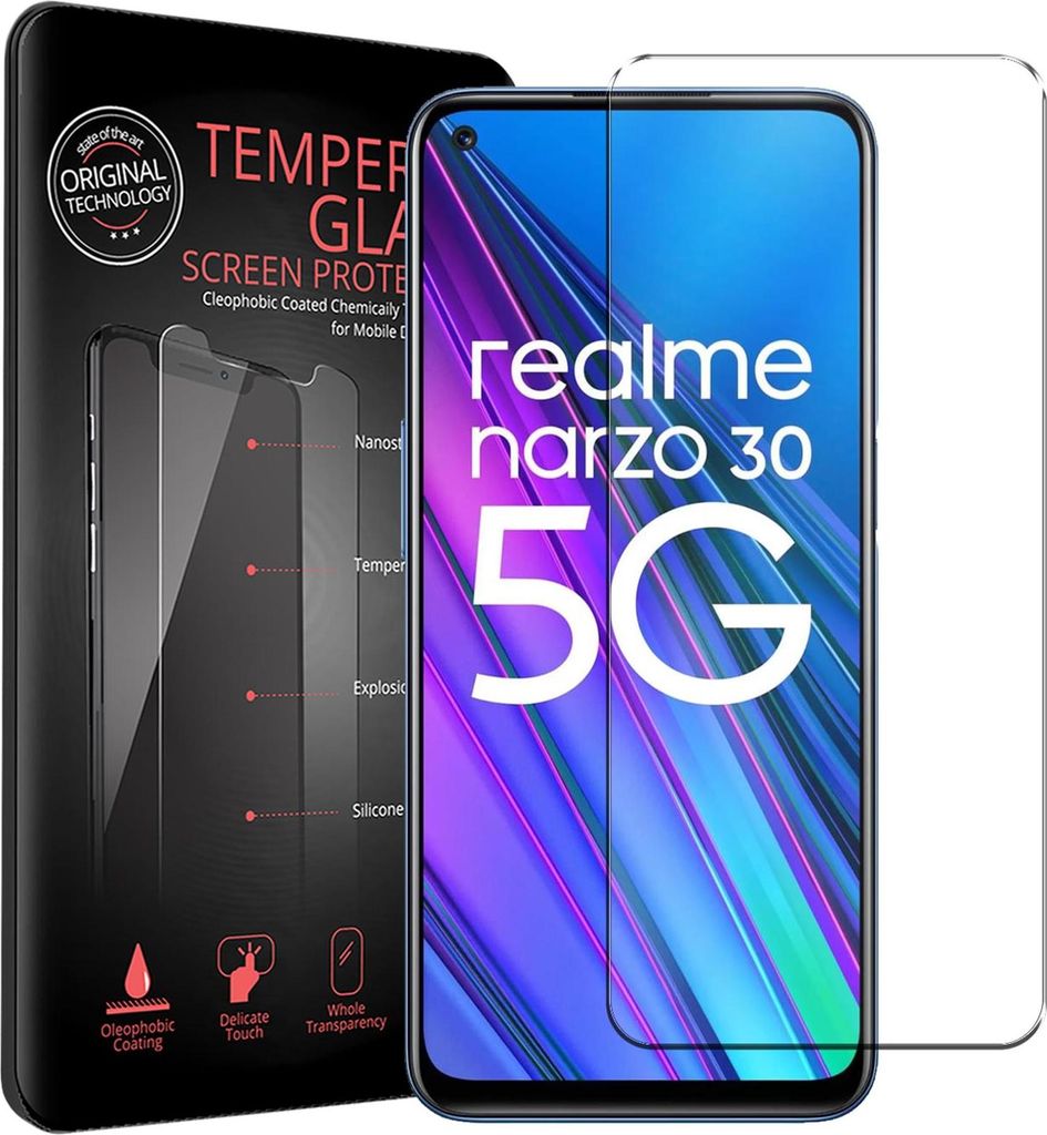 2x Schutzfolie für Realme Narzo 30 5G Handyfolie Panzer Schutz Glas Folie Displayschutz