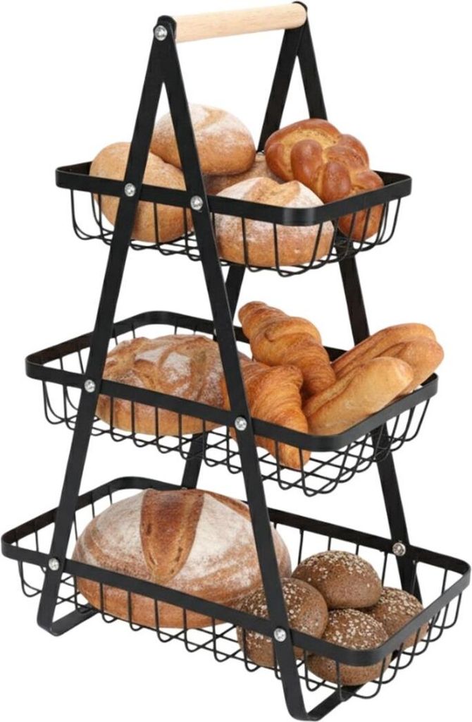3-patrový kovový regál - úložný koš do kuchyně, koupelny a Obrázek produktu 