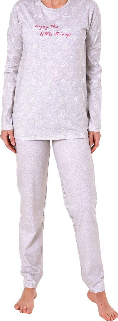 Normann Damen Pyjama in lässiger Optik mit grafischen Designs – 191 201 90 879 ; grau , 48