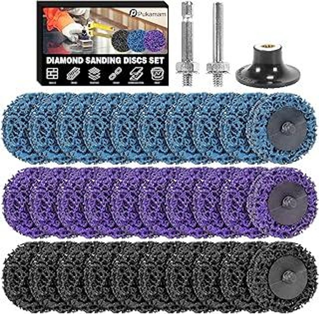 30 Stück CSD Scheibe Schleifscheibe 50mm Schleifaufsatz für Akkuschrauber Schleifen für Dremel, Reinigungsscheibe Set für Bohrmaschine von Farb...
