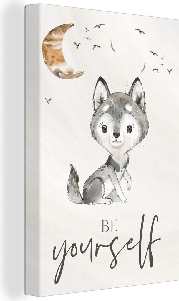 OneMillionCanvasses - Leinwandbilder - 90x140 cm, Sprichwörter - Wolf - Sei du selbst - Kinder - Jungen - Mädchen - Aquarell, Wandbilder Kunstd...