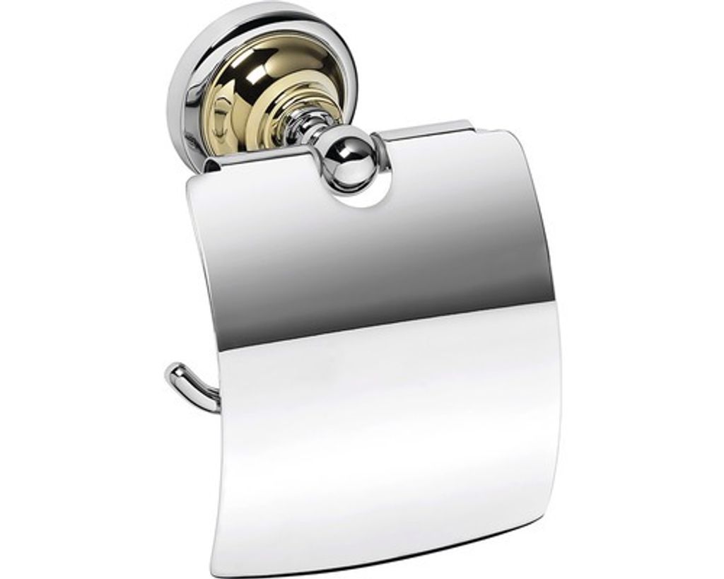 Toilettenabroller WC mit Deckel RETRO in Chrom-Gold 14x15x10 cm BEMETA