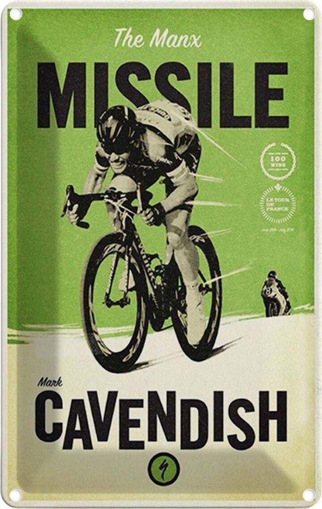 vianmo Blechschild 18x12 cm the Manx missile Mark Cavendish