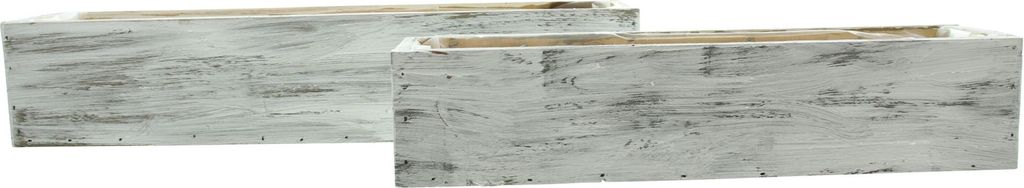 2x Pflanzkasten Shabby Holz weiß – Blumenkasten Produktbild 