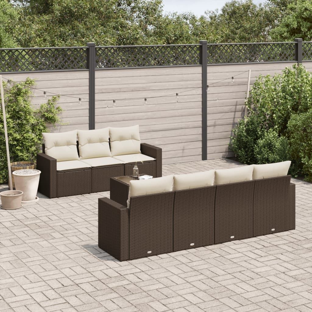 Maison Exclusive - 8-tlg. Garten-Sofagarnitur mit Kissen Braun Poly Rattan
