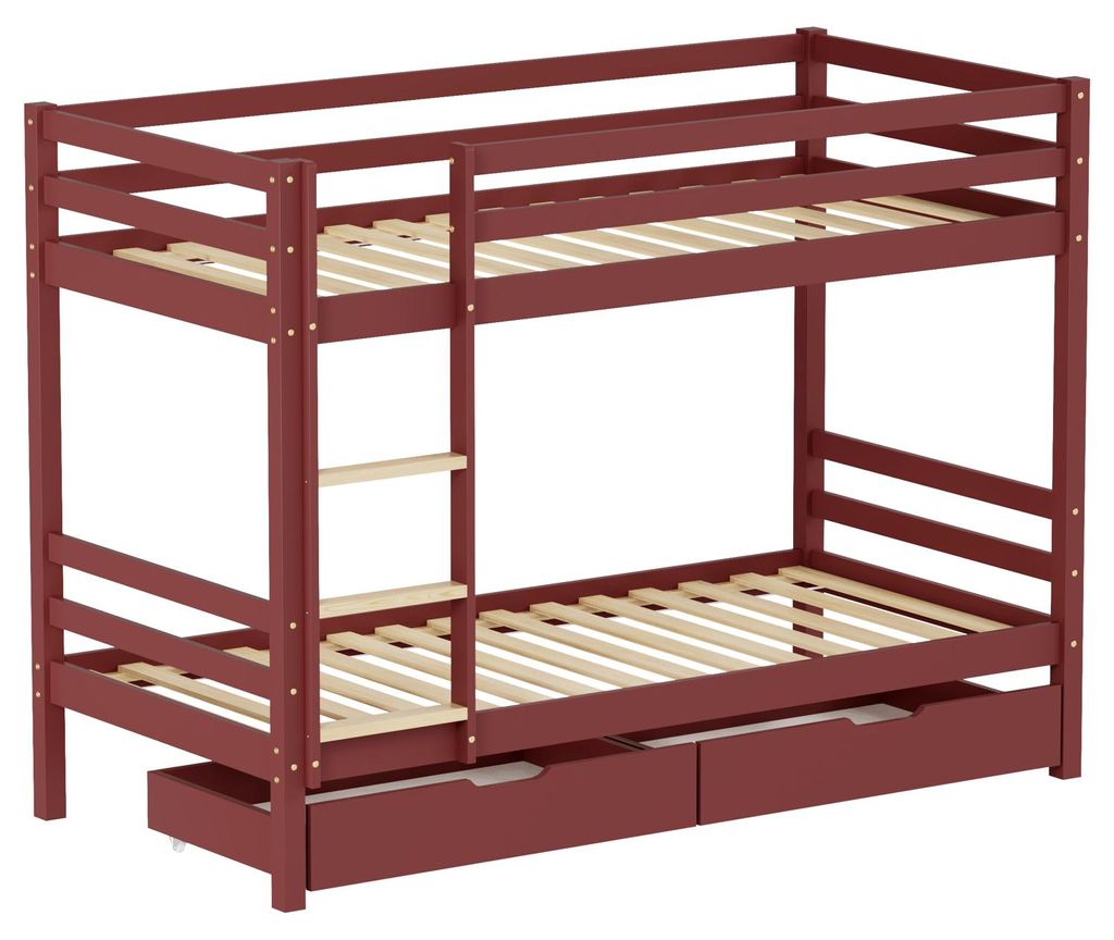 Etagenbett für Kinder 190x90cm terracotta mit Schubladen AMBRE