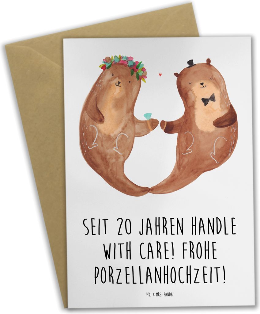 Mr. & Mrs. Panda Grußkarte 20. Hochzeitstag Porzellanhochzeit - Weiß - Geschenk, osterkarte, Heirat, Klappkarte, Jahrestag, Zweisamkeit, Geschenk...