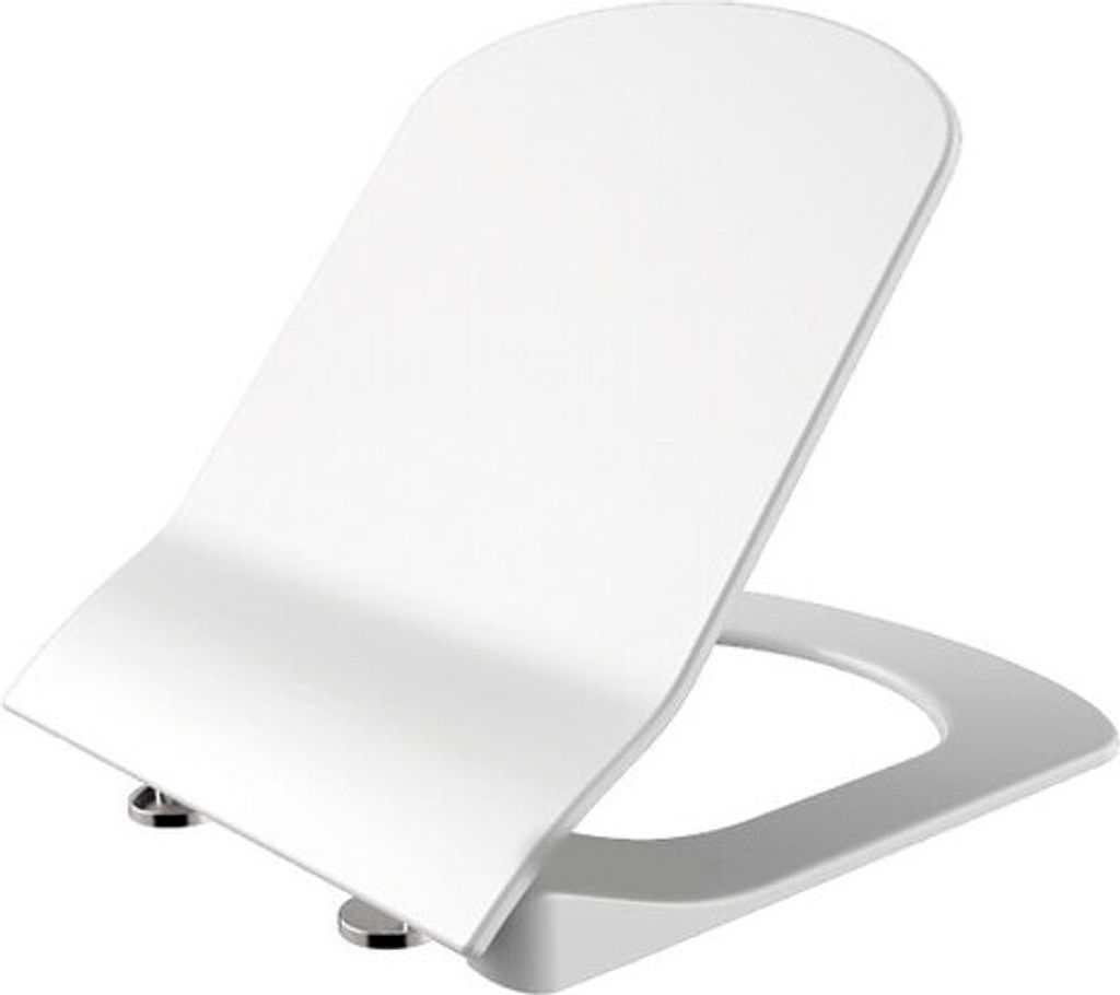 A white toilet seat is shown on a white background.